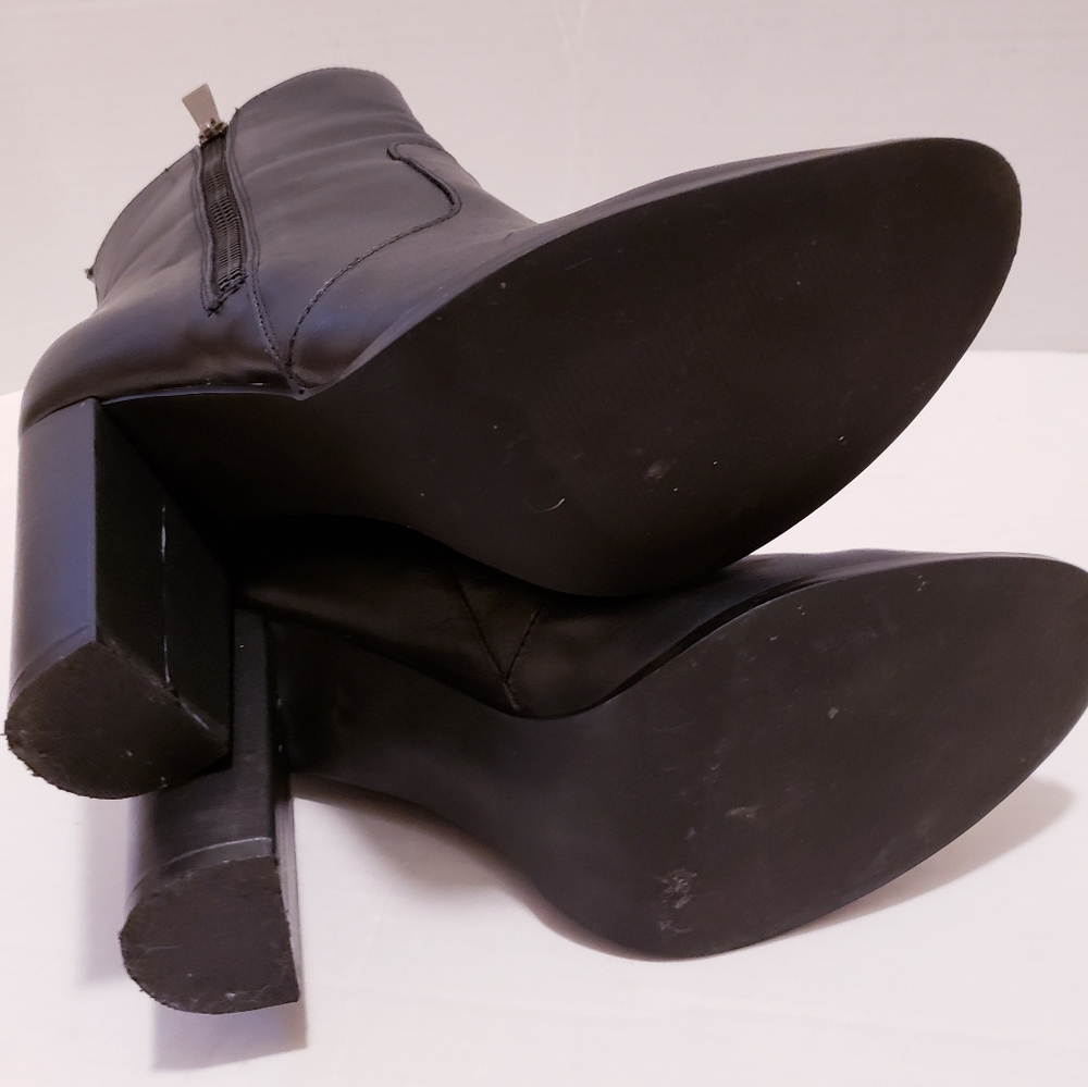 Steve Madden Women 9M Black Ankle Boots Roooler Leather Side Zip High Block Heel - Picture 12 of 12